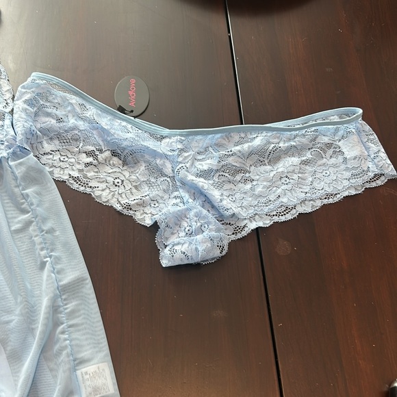 Avidlove Lingerie 2 Pc. Babydoll Strap Chemise Lace V Neck Teddy Sleepwear - Picture 8 of 15